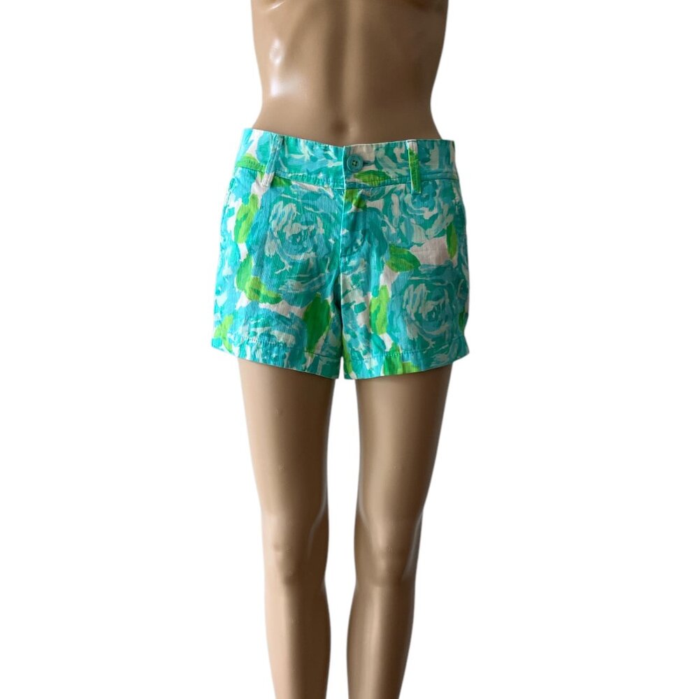 Lilly Pulitzer Blue Peony Size 00 Callahan Floral Summer Shorts